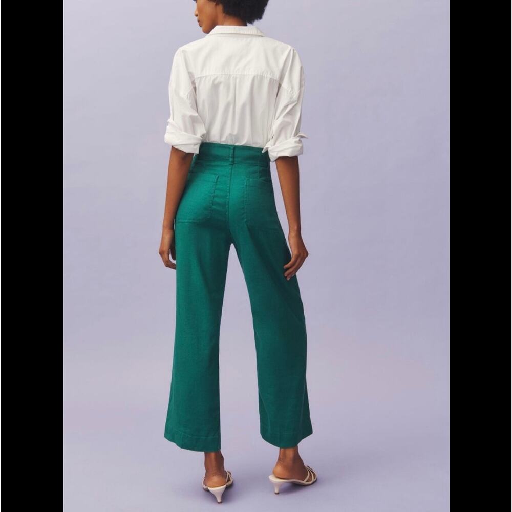 Maeve The Colette Green Cropped Wide Leg Trouser —size 32 - Picture 3 of 9